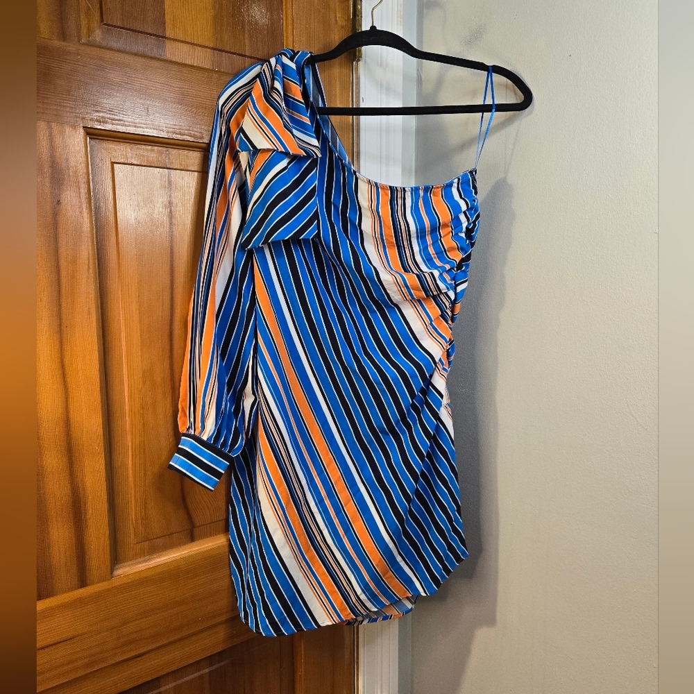 Voila Asymmetric Striped Bodycon Dress